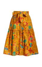 Moda Operandi Chufy Saqui Printed Cotton Canvas Midi Skirt