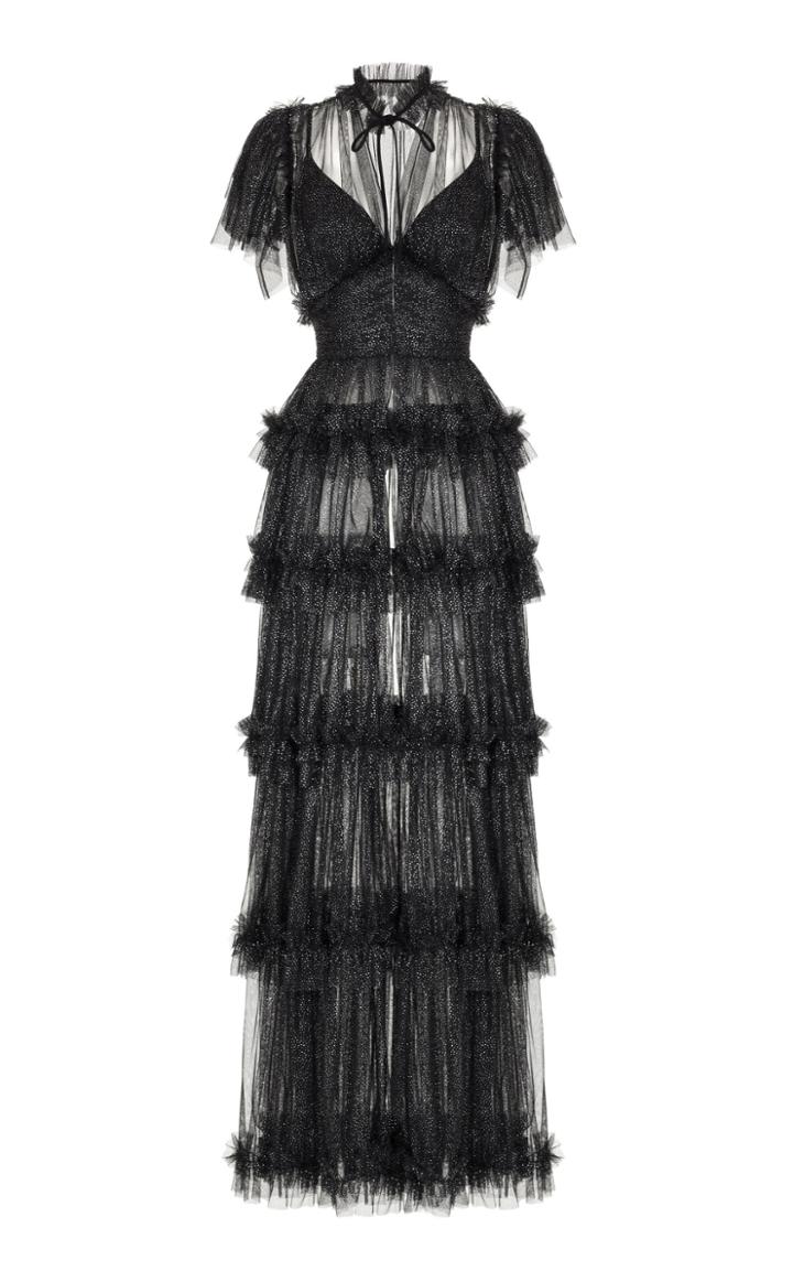 Rasario Tulle Gown With Ruffled Skirt And Choker