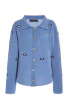 Moda Operandi The Elder Statesman Embroidered Eyes Cropped Cashmere Cardigan
