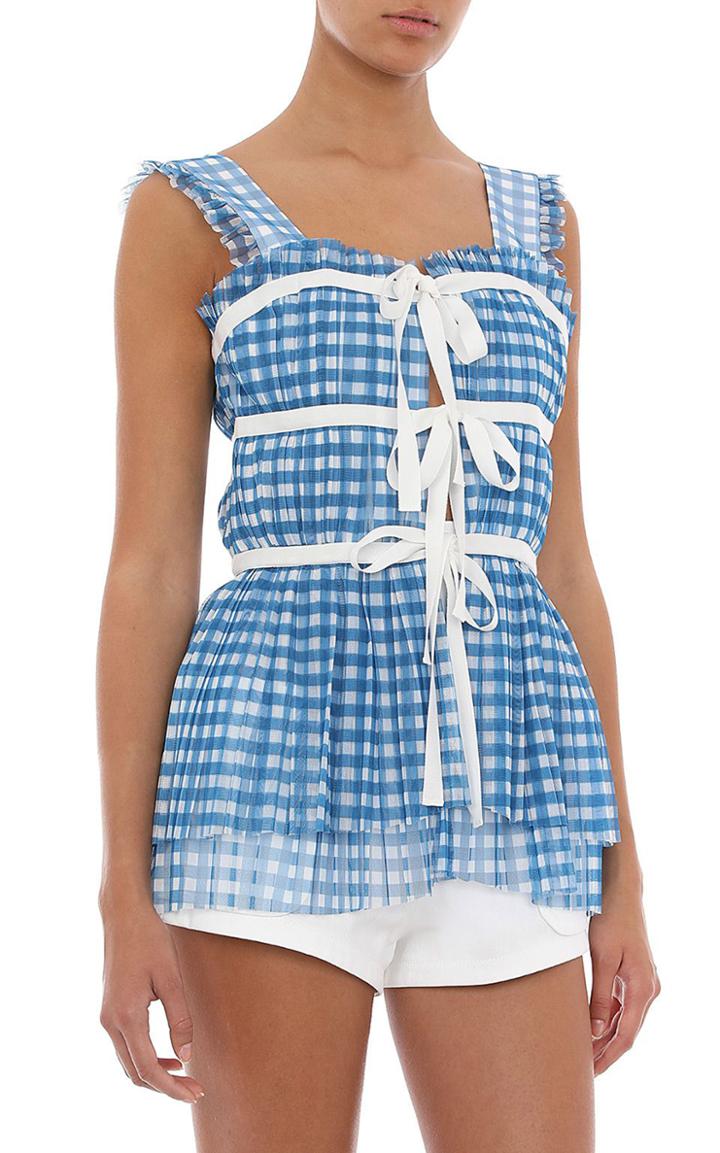 Moda Operandi Philosophy Di Lorenzo Serafini Check Printed Tulle Blouse