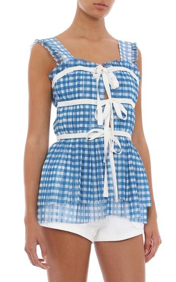Moda Operandi Philosophy Di Lorenzo Serafini Check Printed Tulle Blouse