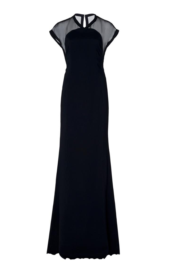 Victoria Beckham Sheer Cap Sleeve Georgette Gown
