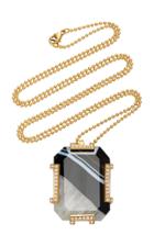 Doryn Wallach One-of-a-kind Marbled Agate Pendant With Diamonds Necklace