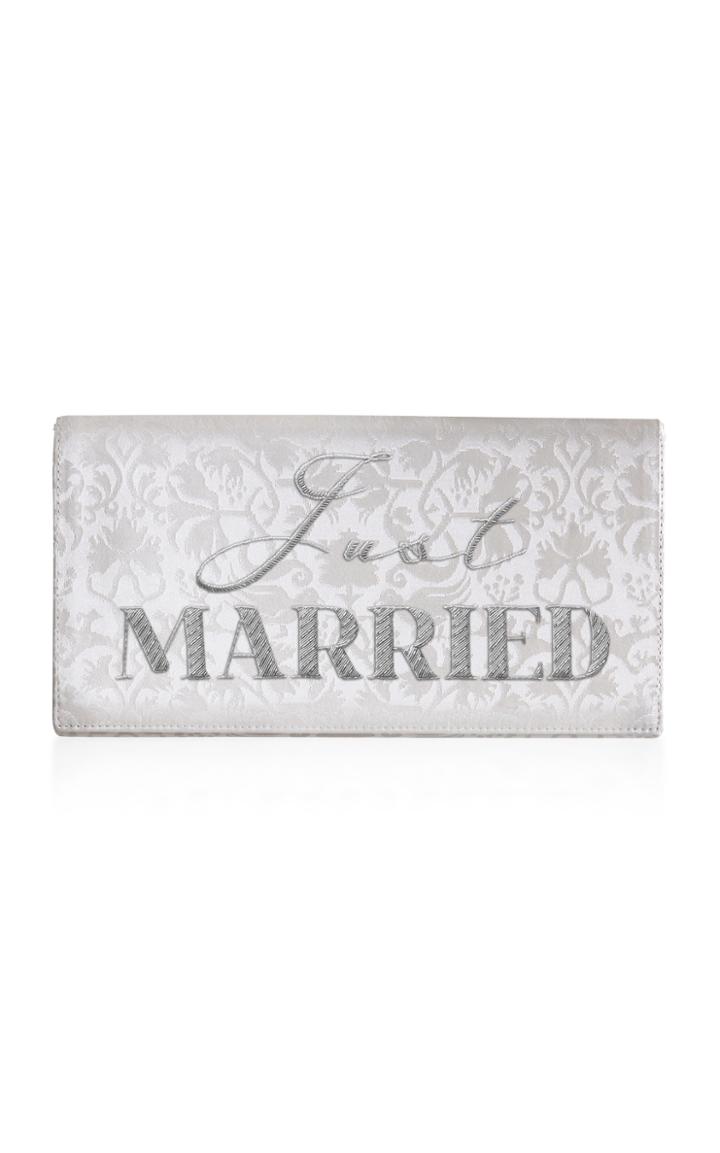 Preciously Paris Just Married Jacquard Silk Clutch