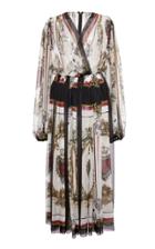 Dolce & Gabbana Printed Long Sleeve Wrap Dress