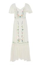 Loveshackfancy Damia Floral-embroidered Cotton Maxi Dress