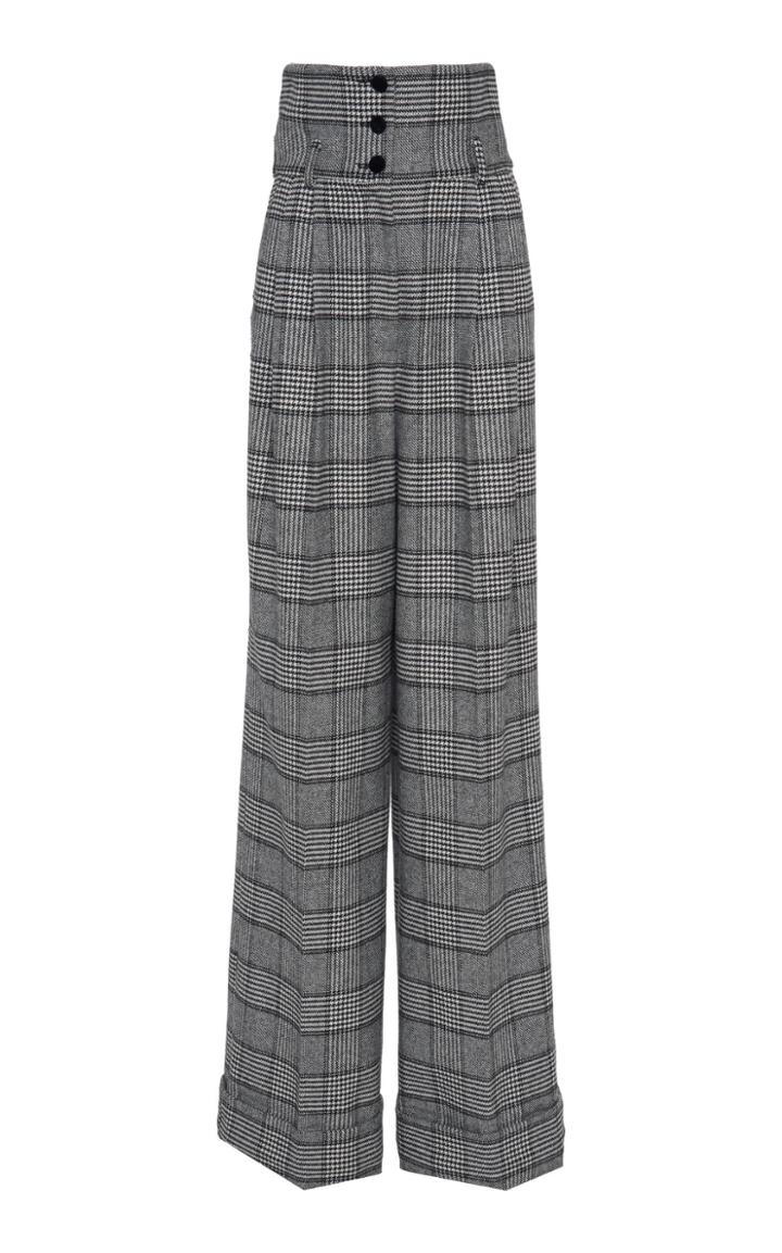 Dolce & Gabbana High-waisted Plaid Button-up Trousers