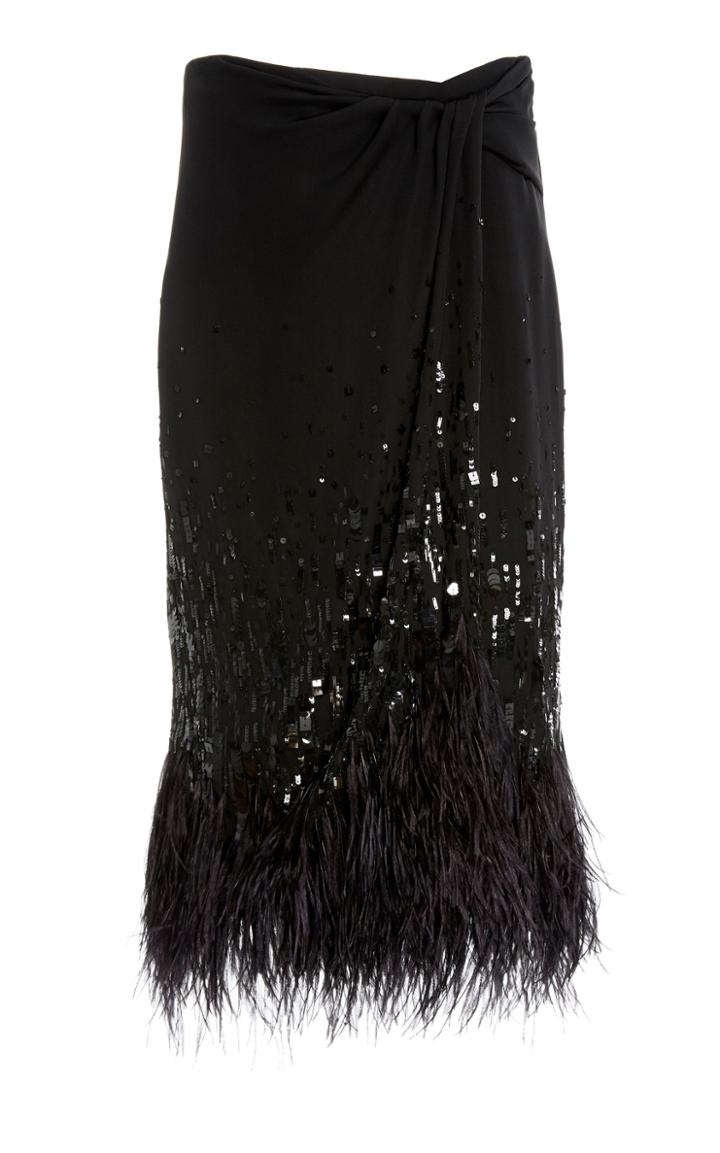 Oscar De La Renta Feather And Paillette-embellished Skirt