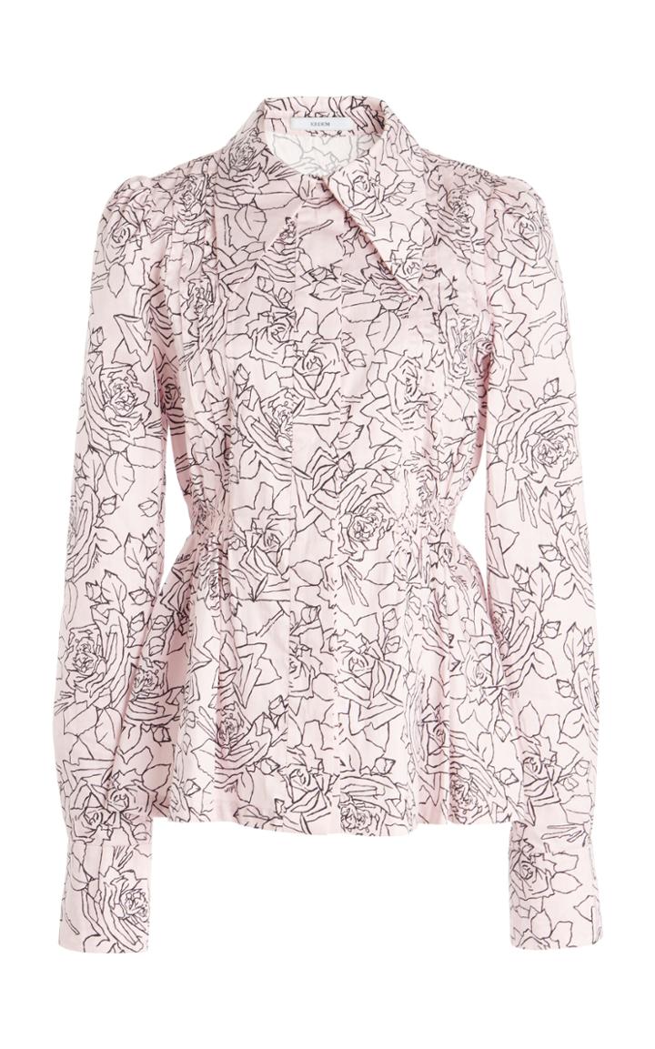 Moda Operandi Erdem Auden Printed Cotton Peplum Shirt