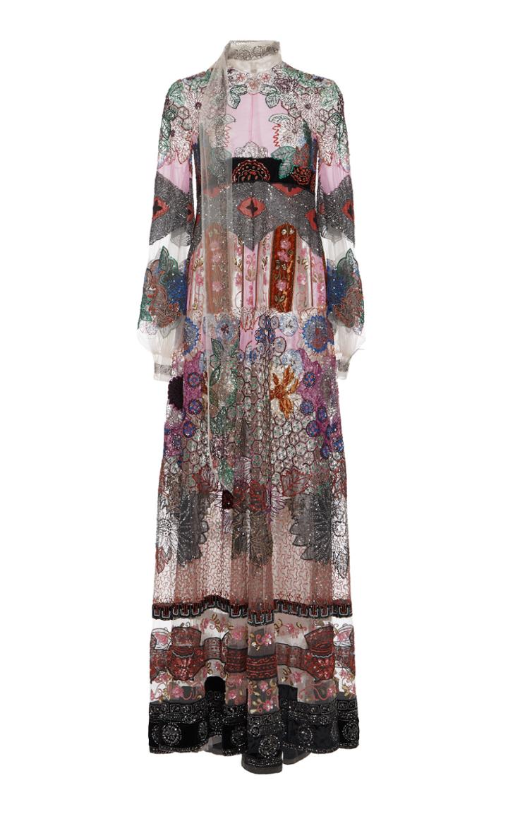 Valentino Printed Embellished Maxi Dress