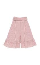 Luisa Beccaria Pinstripe Ruffled Bermuda Short