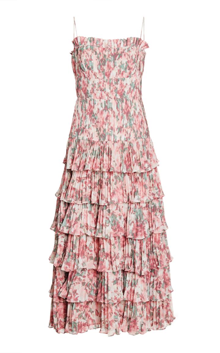 Amur Viola Floral-print Tiered Crepe Dress
