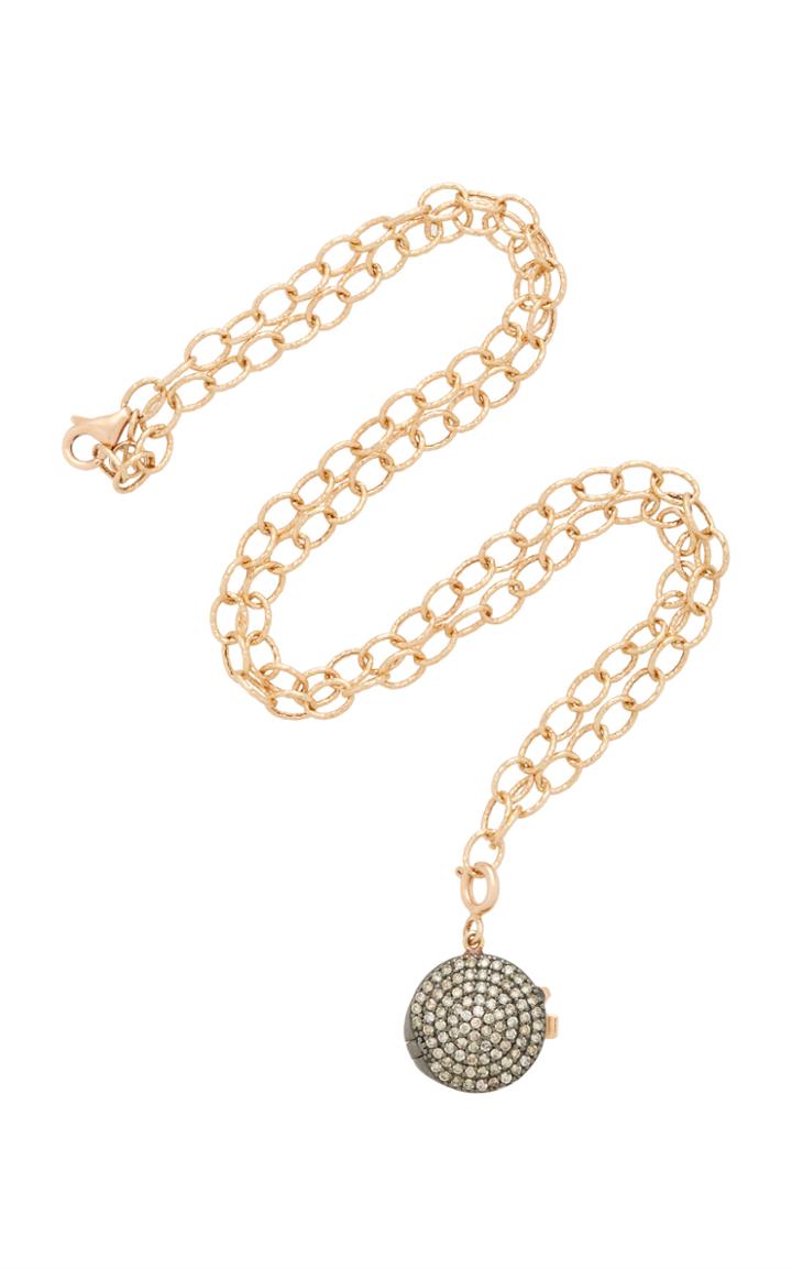Kismet By Milka Champagne Diamond Locket Charm Necklace