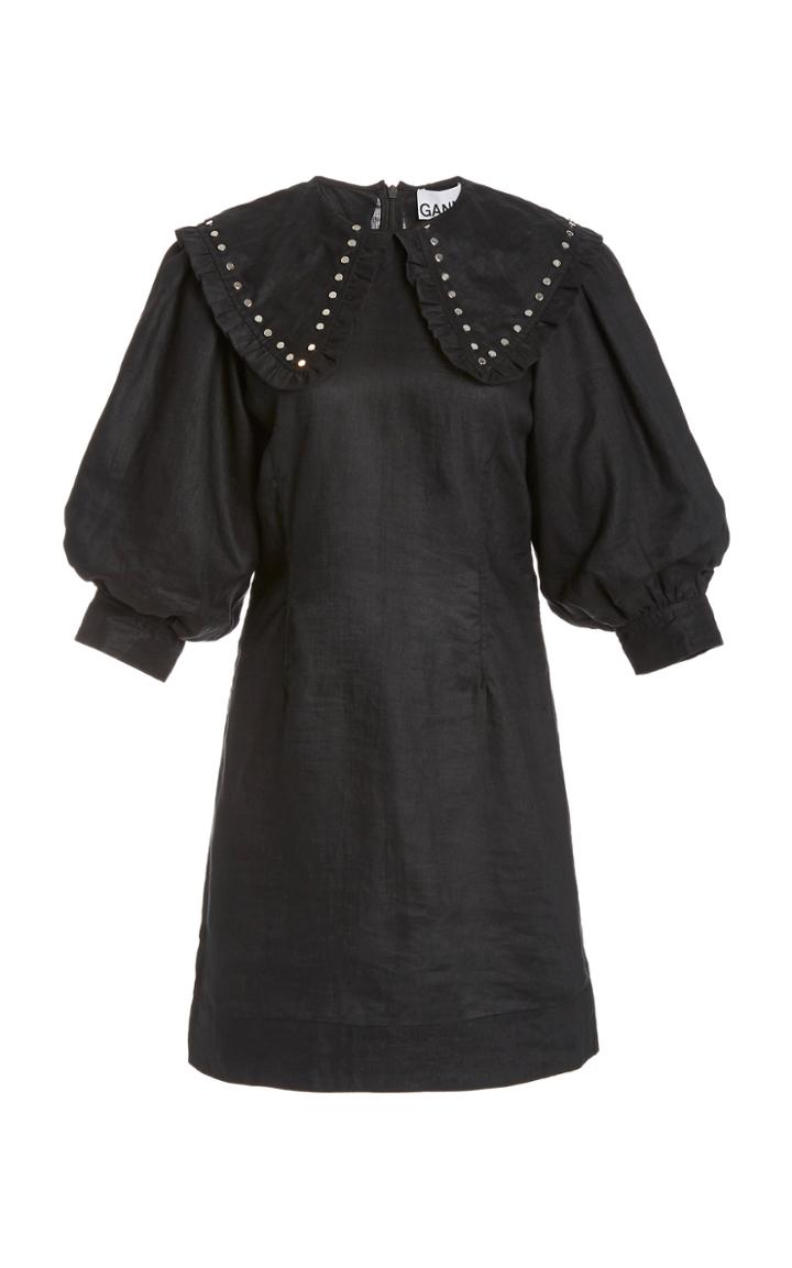 Ganni Studded Linen Mini Dress