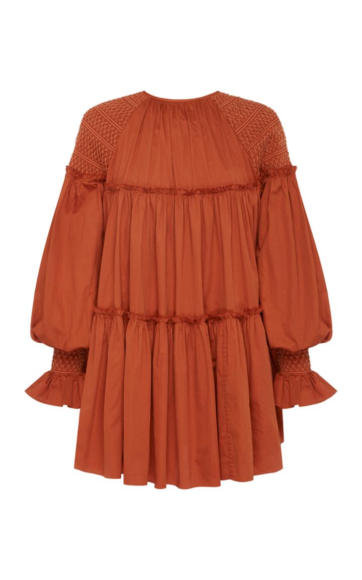 Moda Operandi Aje Tranquility Smocked Cotton Dress
