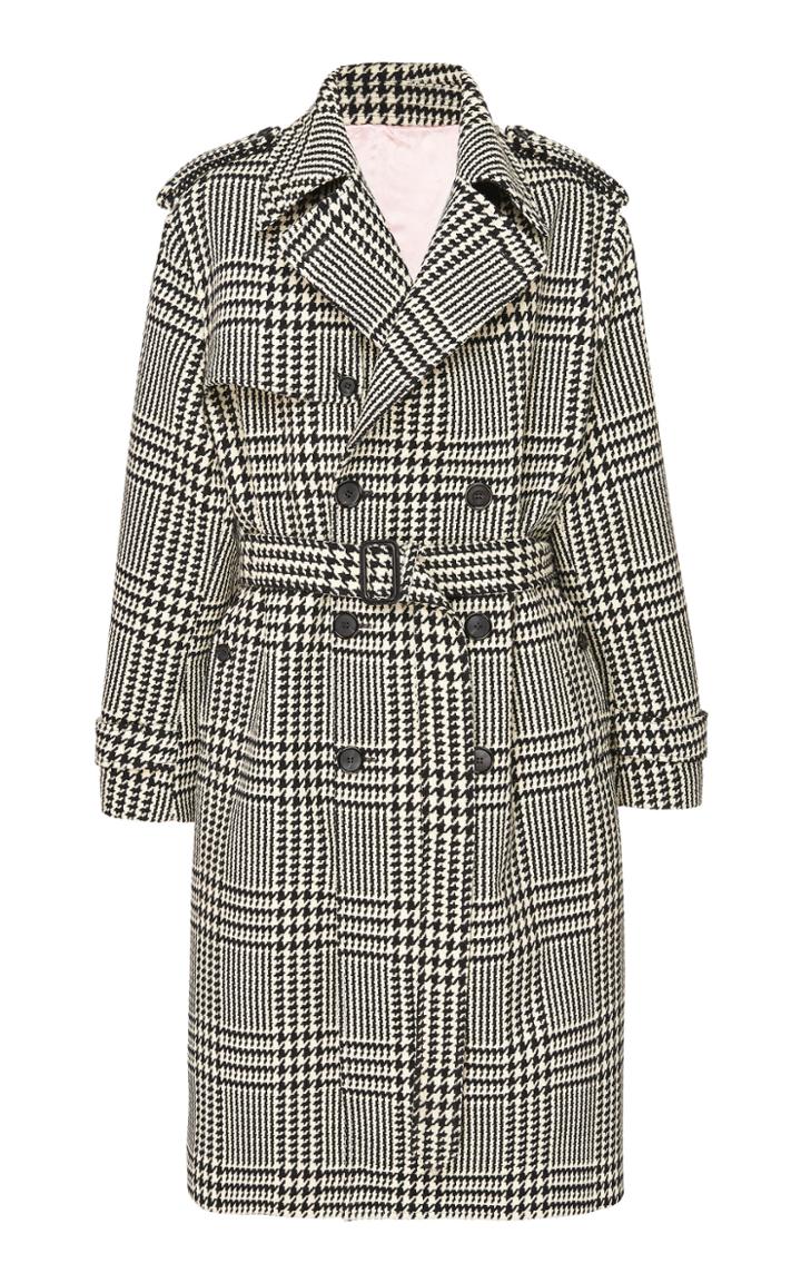 Moda Operandi Alexander Mcqueen Belted Double-breasted Houndstooth Wool Coat Size: 4