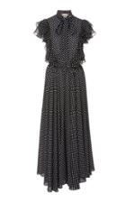 Michael Kors Collection Pussy-bow Polka-dot Silk-georgette Maxi Dress