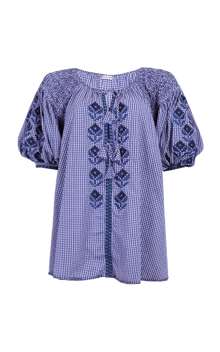 Innika Choo Baci Gingham Tassel Smock Top