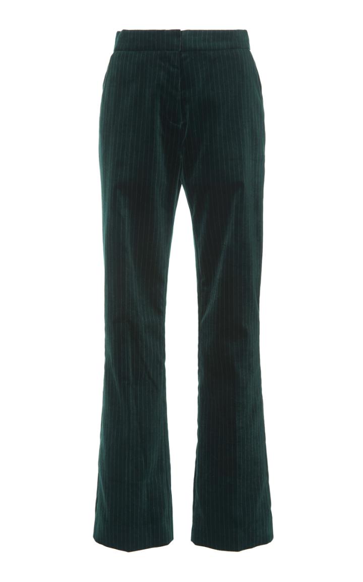 Alexachung Pinstriped High-rise Velvet Flared-leg Pants