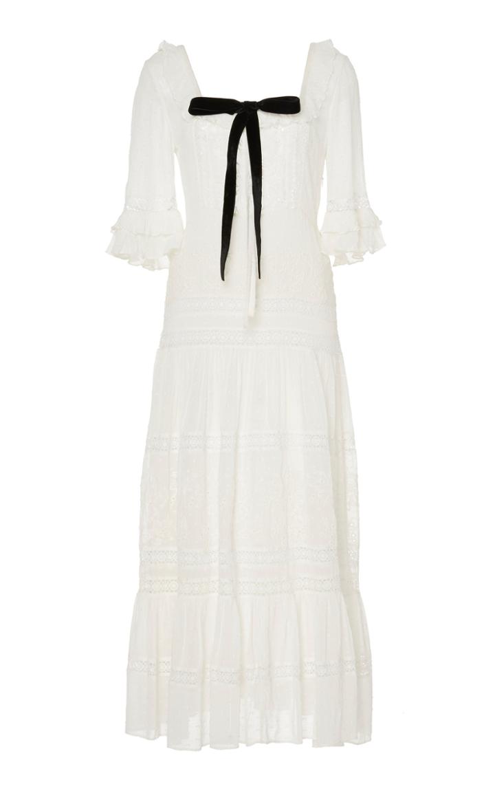 Loveshackfancy Stori Tie-accented Ruffled Silk Maxi Dress