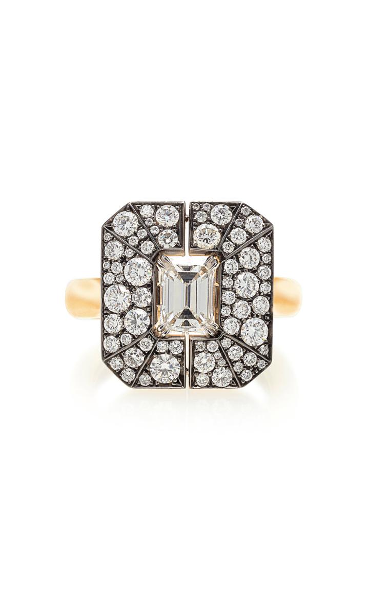 Jessica Mccormack One-of-a-kind Emerald Cut Diamond Ring With Pave Diamond Jacket