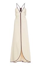 Victoria Beckham Leather-trimmed Crepe Maxi Dress