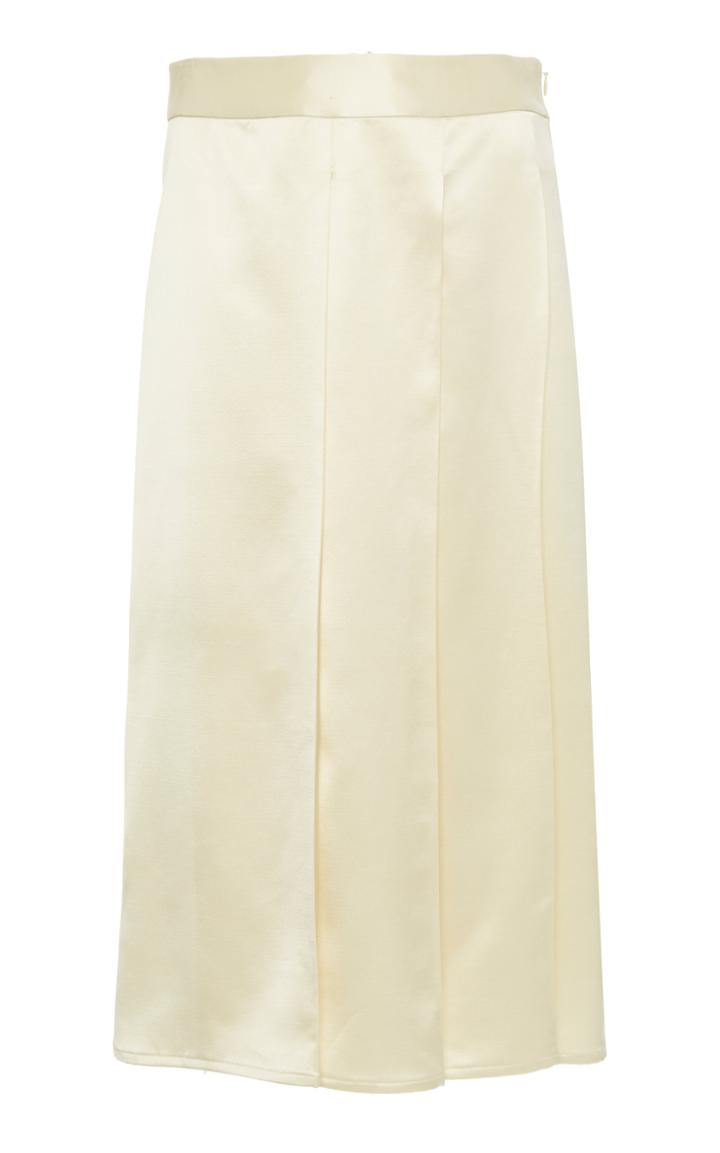 Moda Operandi Joseph Sima Pleated Satin Wool-blend Midi Skirt