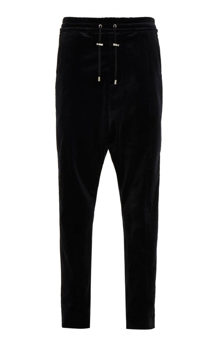 Balmain Velvet Sweatpants Without Pockets And Tied Belt