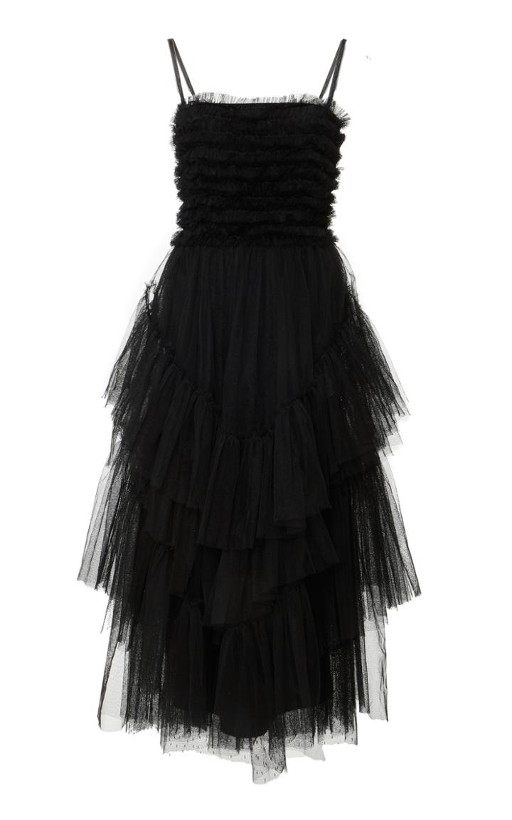Red Valentino Sleeveless Gathered Midi Dress