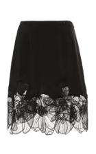 Claudia Li Charmeuse Skirt With Floral Applique