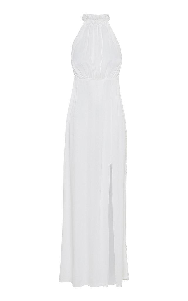 Rotate Front-slit Satin Maxi Dress