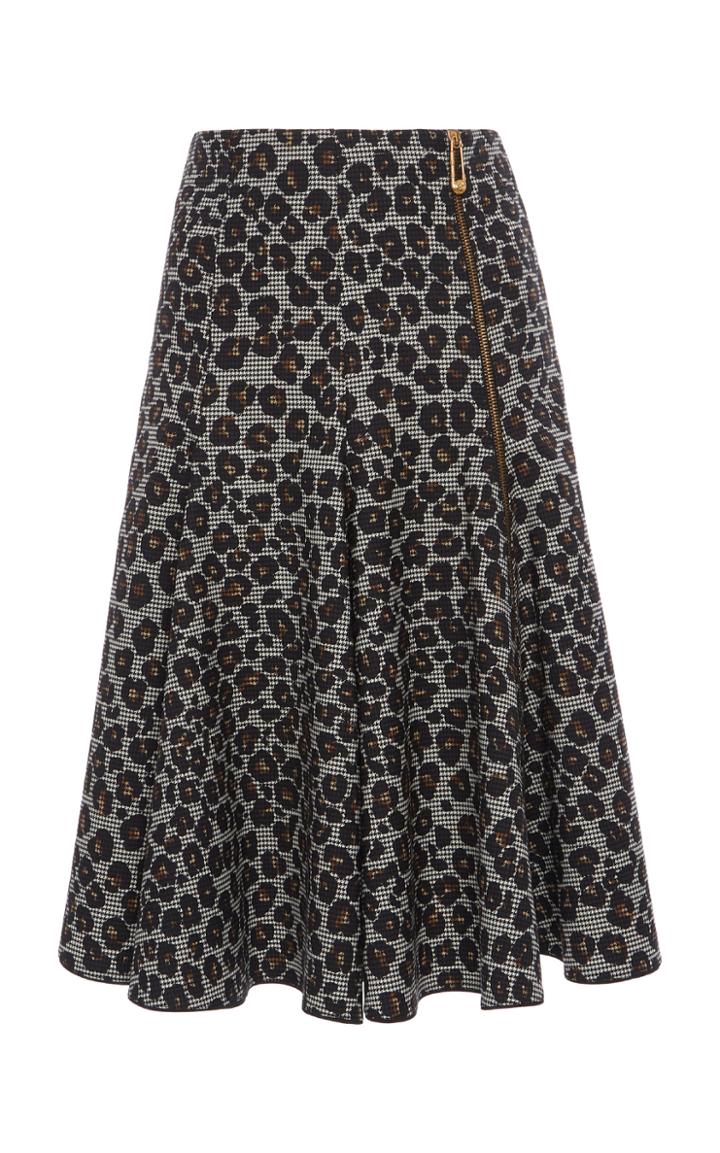 Versace Leopard-print Wool Skirt