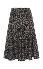 Versace Leopard-print Wool Skirt
