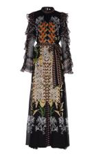 Moda Operandi Temperley London Printed Harmony Chiffon Cold-shoulder Maxi Dress Size