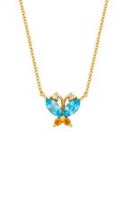 Joie Digiovanni Butterfly Topaz, Citrine And Diamond 14k Gold Necklace