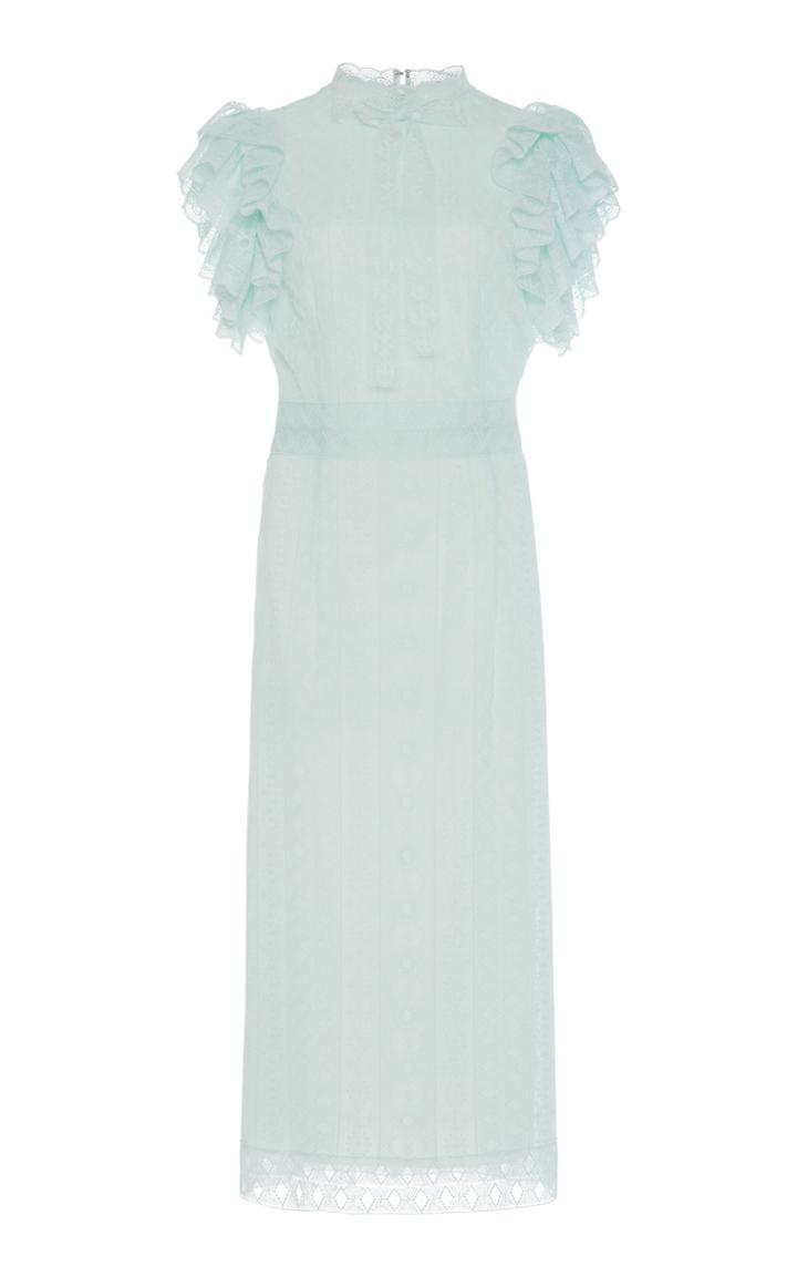 Costarellos Ruffled Shoulder Pencil Dress