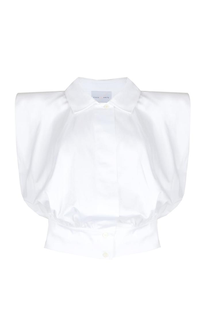 Moda Operandi Piece Of White Elgin Padded-shoulder Cropped Poplin Shirt