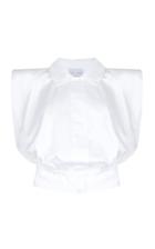 Moda Operandi Piece Of White Elgin Padded-shoulder Cropped Poplin Shirt