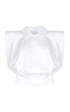 Moda Operandi Piece Of White Elgin Padded-shoulder Cropped Poplin Shirt