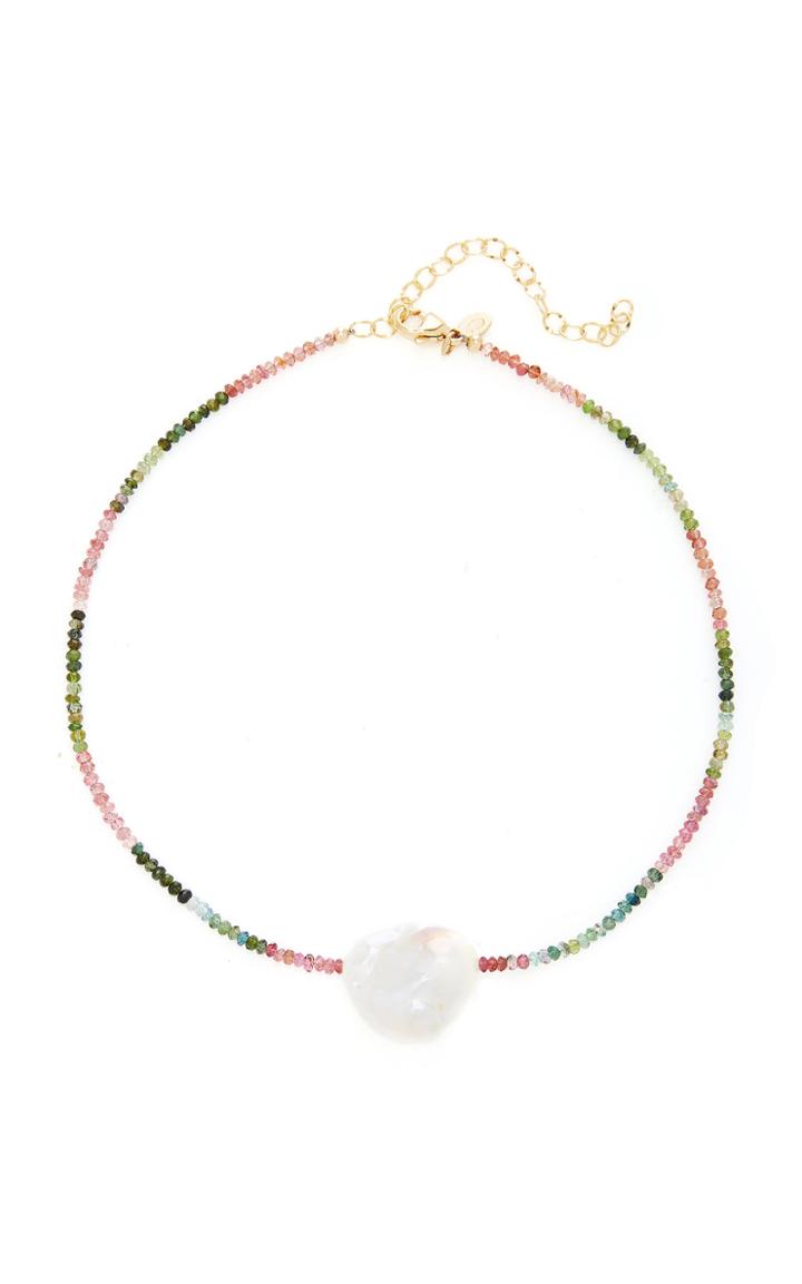 Joie Digiovanni Multi Tourmaline Single Baroque Pearl Gemstone Necklace