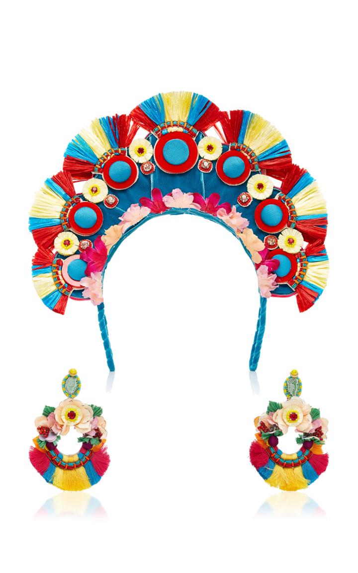 Ranjana Khan X Magnetic Midnight M'o Exclusive: Lotus Flower Headband & Earrings Set