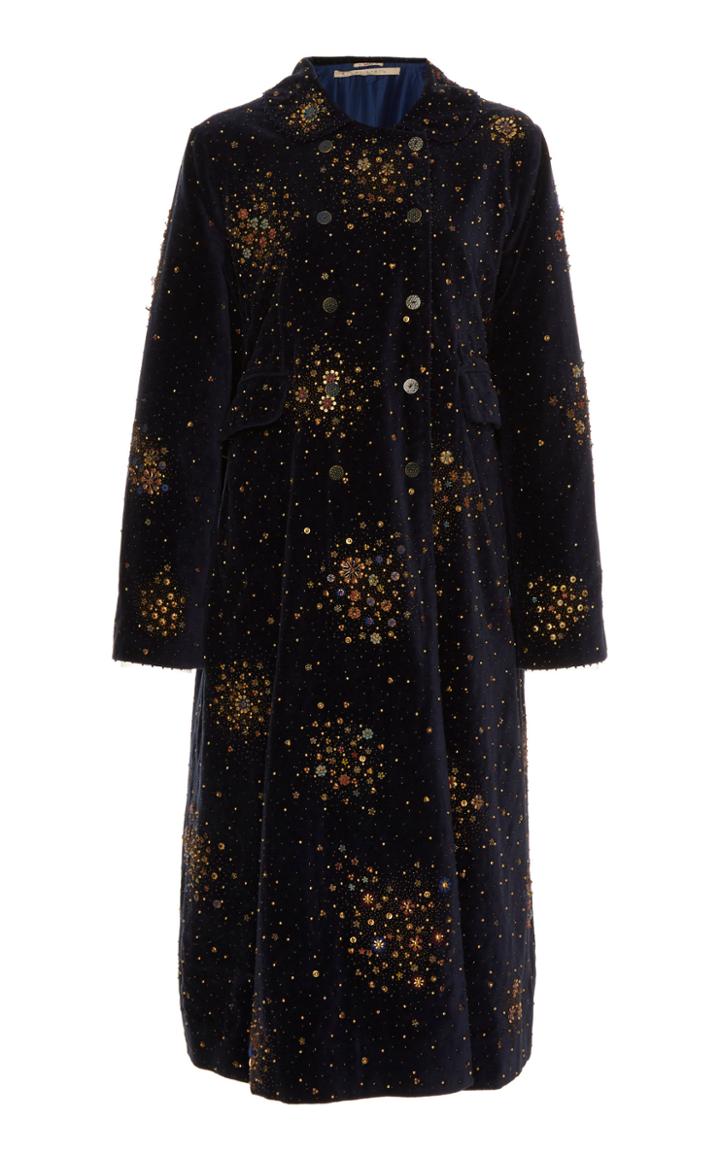 Pro Double-breasted Embellished Velvet Coat