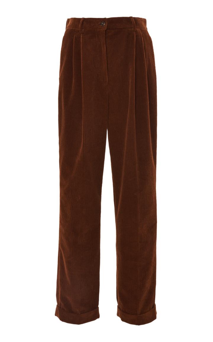 Alberta Ferretti High-rise Straight-leg Corduroy Trousers