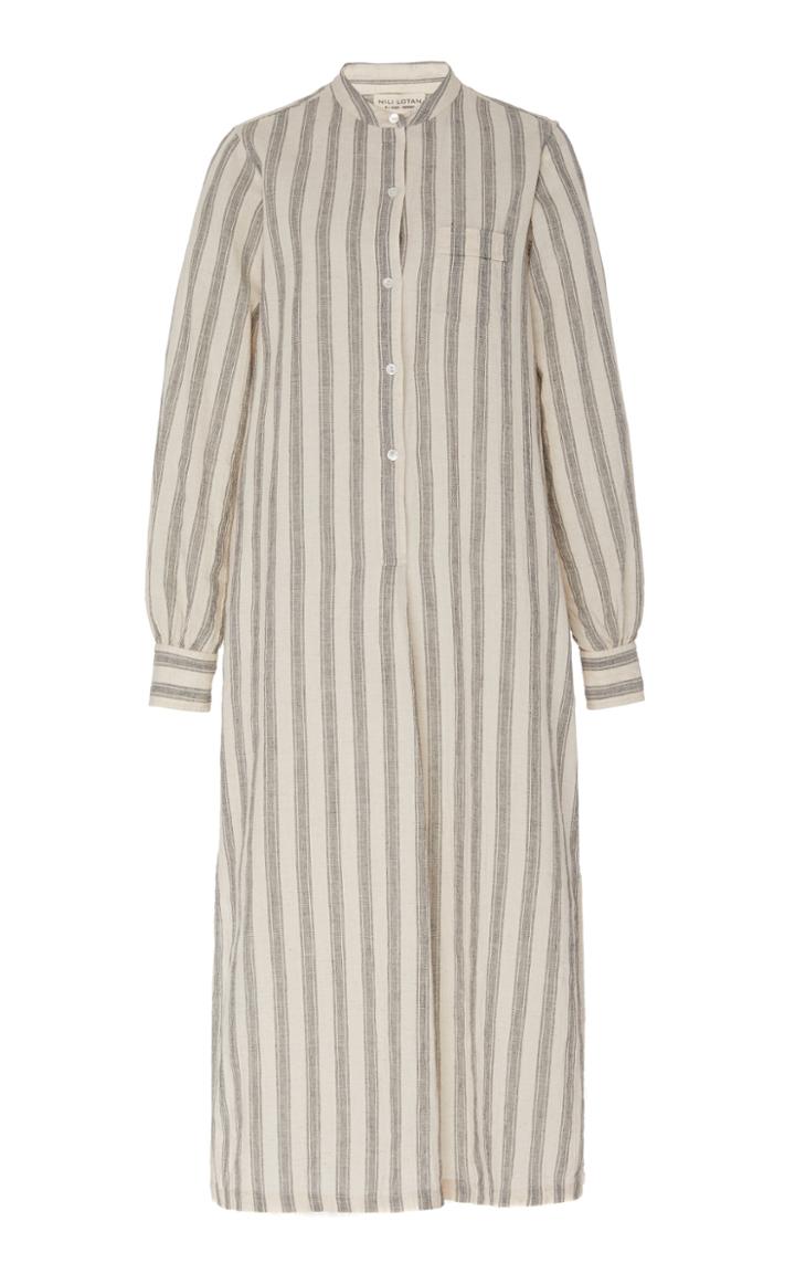 Nili Lotan Malia Striped Cotton-blend Midi Dress