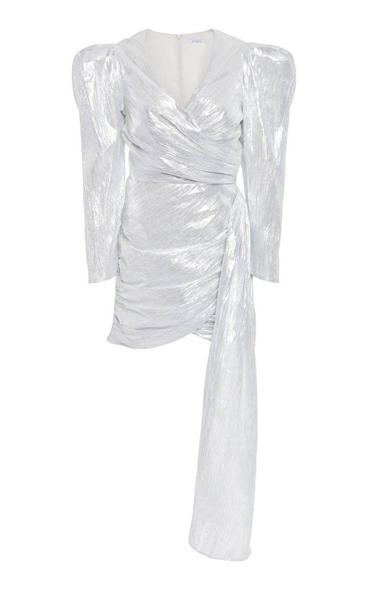 Atoir Luna Asymmetric Ruched Lam Mini Dress