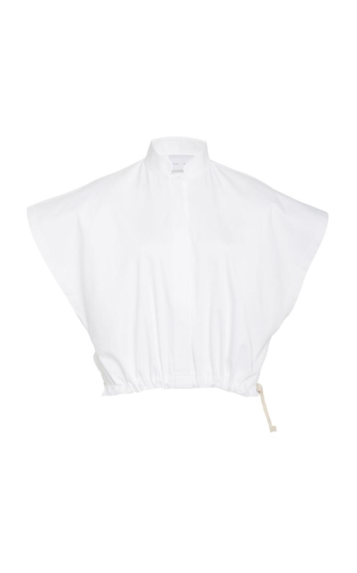 Piece Of White Pattie High-neck Sleeveless Crop Cotton Poplin Shirt