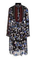 Dodo Bar Or Loren Velvet-trimmed Floral Chiffon Dress