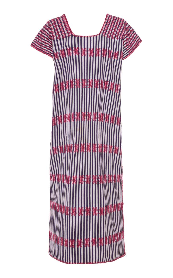 Pippa Holt Purple And White Striped Cotton Midi Caftan