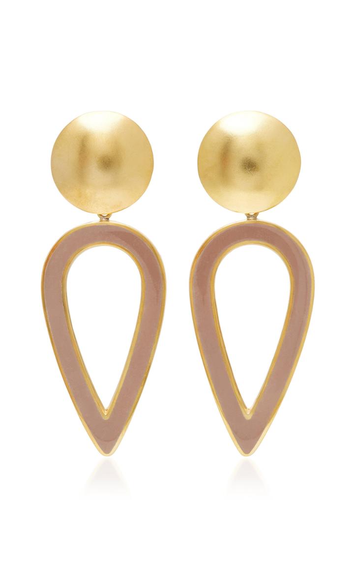 Silhouette Gold-tone Enamel Teardrop Earrings