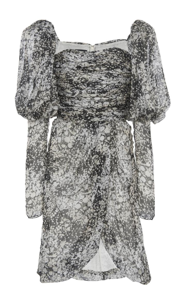 Giambattista Valli Two-tone Floral Print Silk Chiffon Dress